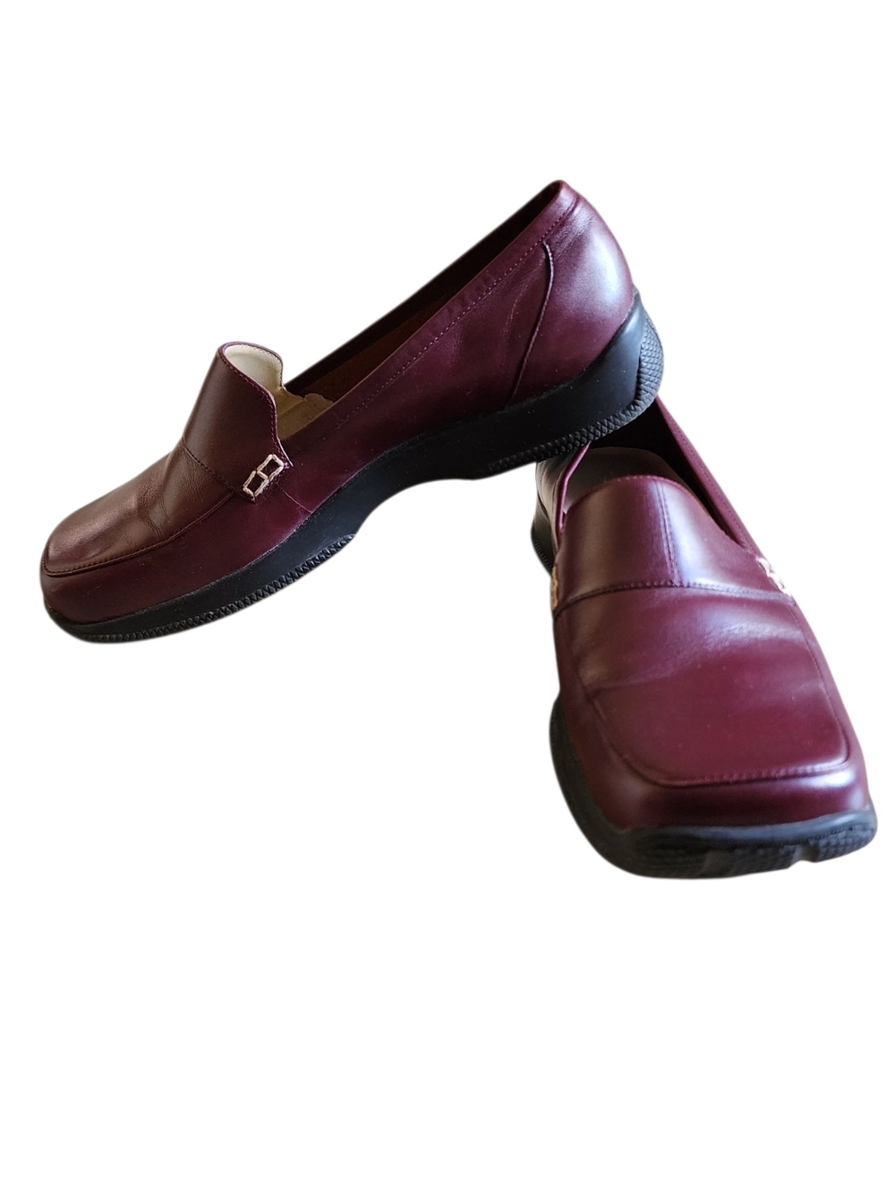 Anne Klein Burgundy Leather Slip On Comfort Loafers Office Casual Shoe 8